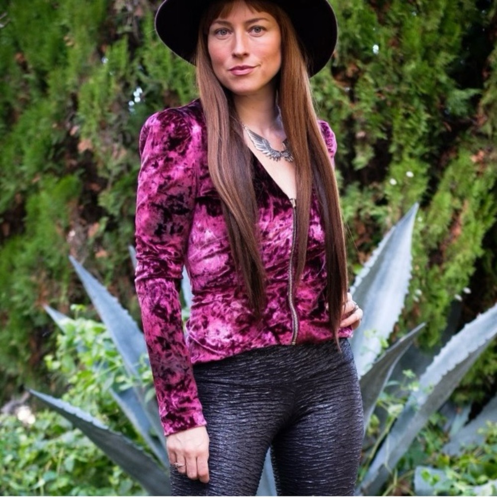 Warrior Within Designs Blush Velvet + Black Velvet Reversible Caliko Jacket - Picture 5 of 7